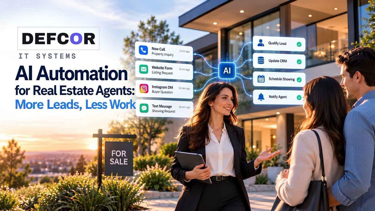 AI automation for real estate agents supporting lead qualification, CRM updates, scheduling, and agent notifications