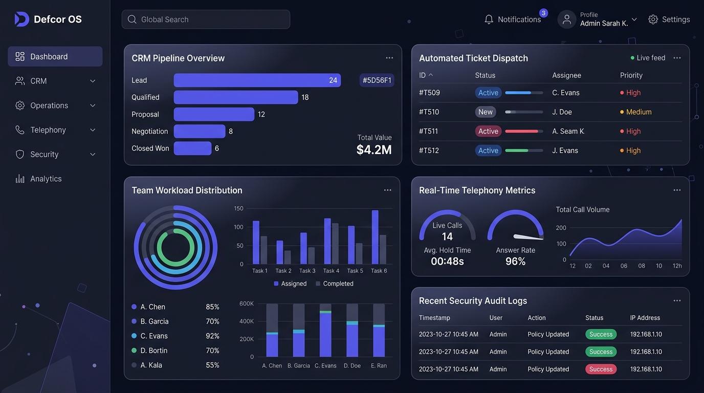 Defcor OS — a fully owned business operations platform